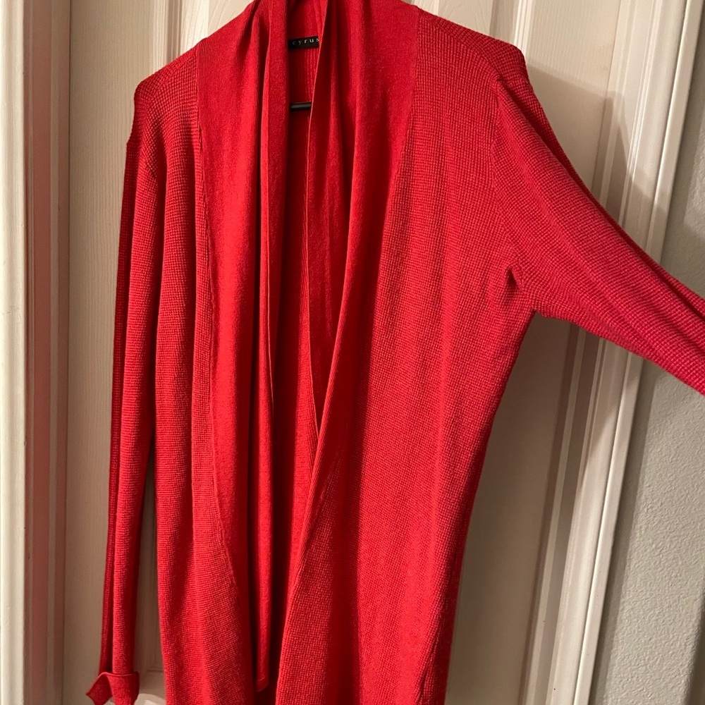 Red cardigan